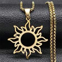 Dây chuyền mặt dây chuyền nữ thần mặt trăng mặt trời thẩm mỹ cho nam nữ thép không gỉ màu vàng/bạc/đen trang sức vòng cổ chuỗi hoa đơn giản - vòng cổ - Xem 11
