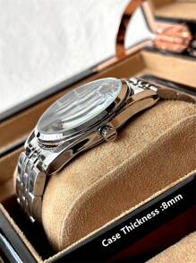 Pablo Raez 1 件男士手表顶级全新豪华 SUS304 不锈钢防水简约日历时钟男士纯金属钢休闲时尚石英表黑色表盘带日期栏简约刻度高级重型商务腕表适合日常使用送给父亲或男性朋友的礼物