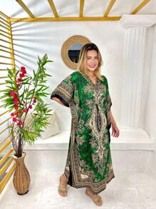Long Indian Kaftan - Light Green - View 3