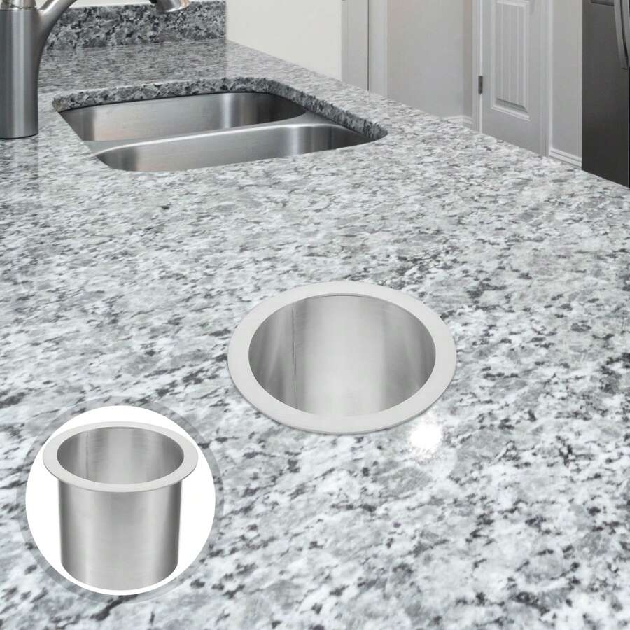 DropIn Trash Chute Stainless Steel Round BuiltIn Countertop Waste