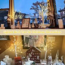 1pc 24LED Artificial White Birch Tree Light, Tabletop Mini Fake Tree Lamp For Home Decor, Christmas Decoration, Desk Ornament, Suitable For Bedroom, Office, Wedding, Party & Festival, USB Powered Christmas Decor Christmas Gift Thanksgiving Christmas Tree Decor Ornaments Christmas Light Bedroom Decor Home Decor Party Decor Holiday Festival Room Decor