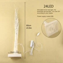 1pc 24LED Artificial White Birch Tree Light, Tabletop Mini Fake Tree Lamp For Home Decor, Christmas Decoration, Desk Ornament, Suitable For Bedroom, Office, Wedding, Party & Festival, USB Powered Christmas Decor Christmas Gift Thanksgiving Christmas Tree Decor Ornaments Christmas Light Bedroom Decor Home Decor Party Decor Holiday Festival Room Decor