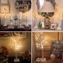 1pc 24LED Artificial White Birch Tree Light, Tabletop Mini Fake Tree Lamp For Home Decor, Christmas Decoration, Desk Ornament, Suitable For Bedroom, Office, Wedding, Party & Festival, USB Powered Christmas Decor Christmas Gift Thanksgiving Christmas Tree Decor Ornaments Christmas Light Bedroom Decor Home Decor Party Decor Holiday Festival Room Decor