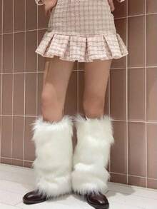 1 双毛绒暖腿套，适合 Y2k 风格派对和舞台表演，秋冬季 - 1pc - 查看 6