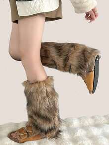 1 双毛绒暖腿套，适合 Y2k 风格派对和舞台表演，秋冬季 - 1pc - 查看 4