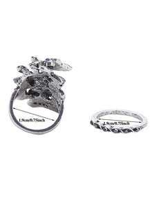 2 chiếc nhẫn xếp chồng tinh tế - Bộ cô dâu đính đá Zirconia màu nước khảm, tùy chọn màu tím/xanh lam, hoàn hảo cho trang phục hàng ngày và trang trí Halloween, phụ kiện thanh lịch cho phụ nữ - Nhiều màu - Xem 4