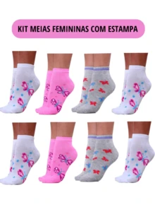 Kit 12 Women's High Comfort Short Shaft Socks Assorted Colors - Multicolor - View 2