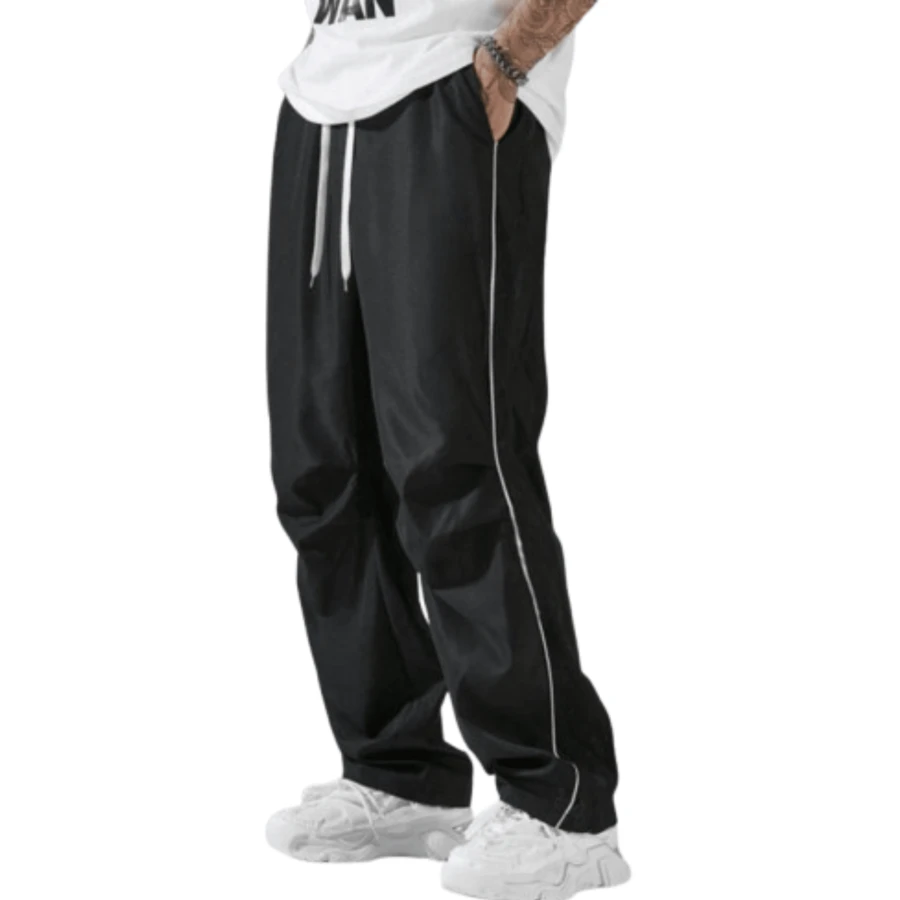 Men's Women's Tactel Sports Gym Pants Street Style Straight Wide Leg - Black - View 1