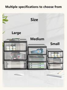 Clear Desktop Storage Box With Drawer Heightened Table Organizer Office Storage Plastic Storage Cabinet For Stationery Student Desk Accessories Cosmetics, Back To School - Clear - View 8