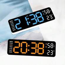 Digital Wall Clock,Digital Calendar,Large Wall Clock,13" Large Display Digital Clock,LED Digital Clock With Remote Control,Countdown Dimmer Large Clock With  Date Week Temperature - Bronze - View 7