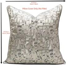 1pc Plaid Geometric Pattern Decorative Pillow Cover, Modern Minimalist Luxury Polyester High-Precision Jacquard Woven Square Soft Cushion Suitable For Hotel, Villa, Study, Living Room, Birthday Party Decoration (Without Insert) - Silver - View 5
