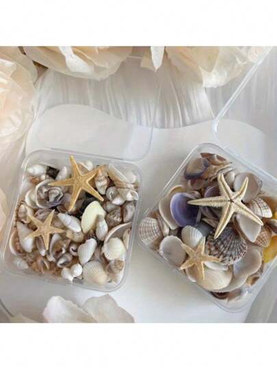 1 pudełko losowy zestaw do robótek ręcznych z muszli morskich, marzycielski styl oceaniczny DIY koraliki materiały, ręcznie robione materiały do wyrobu biżuterii, dekoracje akwarium wystrój domu, piękny prezent dla rodziny i przyjaciół (około 37 g na pudełko)