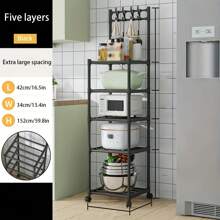 厨房收纳架微波炉锅架家用落地式多功能储物架多层收纳架子 - 彩色 - 查看 5