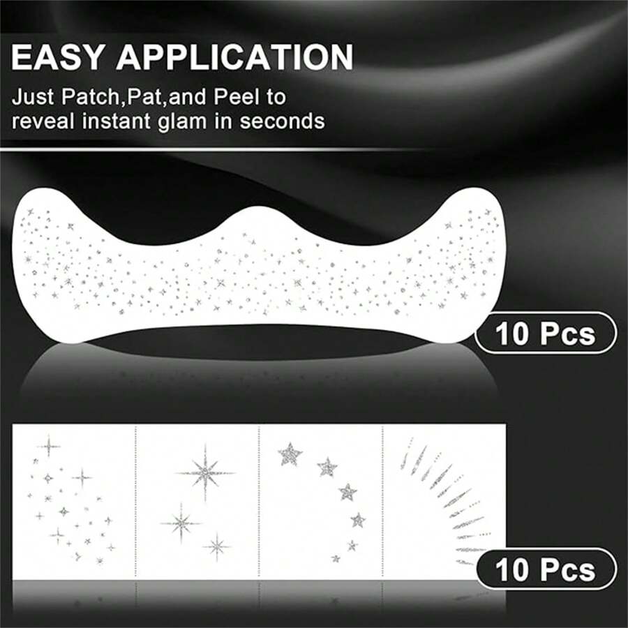 Glitter Freckles Face Tattoo, 20PCS Glitter Freckles, Silver Face