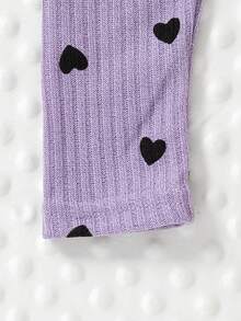 4件套年轻女孩休闲可爱心形印花蝴蝶结罗纹针织打底裤 - 彩色 - 查看 4