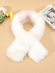 新款秋冬套装：毛绒蓬松边饰连帽帽和围巾，毛绒拼色布，涤纶，温暖休闲设计，适合女性 - 彩色 - 查看 6