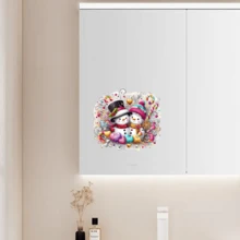 1 miếng dán tường phòng tắm hình người tuyết dễ thương, miếng dán trang trí cho nắp bồn cầu, bồn tắm, chủ đề Giáng sinh - Rỉ Nâu - Xem 4