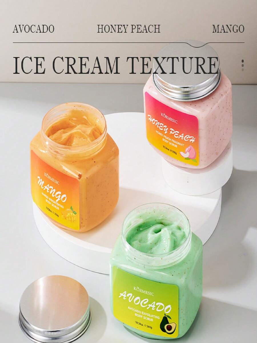 300g 芒果糖浆桃子鳄梨水果味身体磨砂膏去角质 10.58 盎司 - 300g/pcs - 查看 1