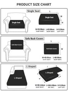 1pc Plush Jacquard Universal Elastic Sofa Seat Cover, Modern Style Slip Resistant Sofa Cover, Suitable For L-Shape & 1/2/3/4 Seater Sofas - Dark Grey - View 2