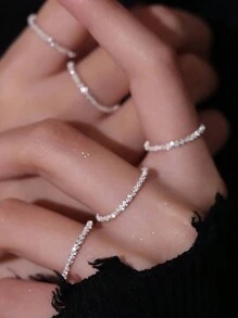 1 件银色毛毛虫戒指，女士款，防锈，简约设计，适合日常佩戴 - 亮銀毛毛蟲 - 查看 8