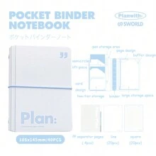 Cuaderno mini A7 ultra compacto - Diseño de simplicidad de dos tonos - 44 hojas sueltas para scrapbook y planificador - Carpeta portátil de 6 anillas para estudiantes y profesionales