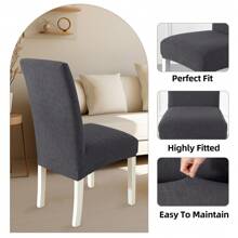 Ystyle Chair Covers With Backrest 4/6 Pieces, Kitchen Chair Covers, Stretch Chair Cover, Universal Dining Room Chair Covers, Washable Removable, Easy To Clean - Dark Grey - View 4