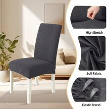 Ystyle Chair Covers With Backrest 4/6 Pieces, Kitchen Chair Covers, Stretch Chair Cover, Universal Dining Room Chair Covers, Washable Removable, Easy To Clean - Dark Grey - View 3