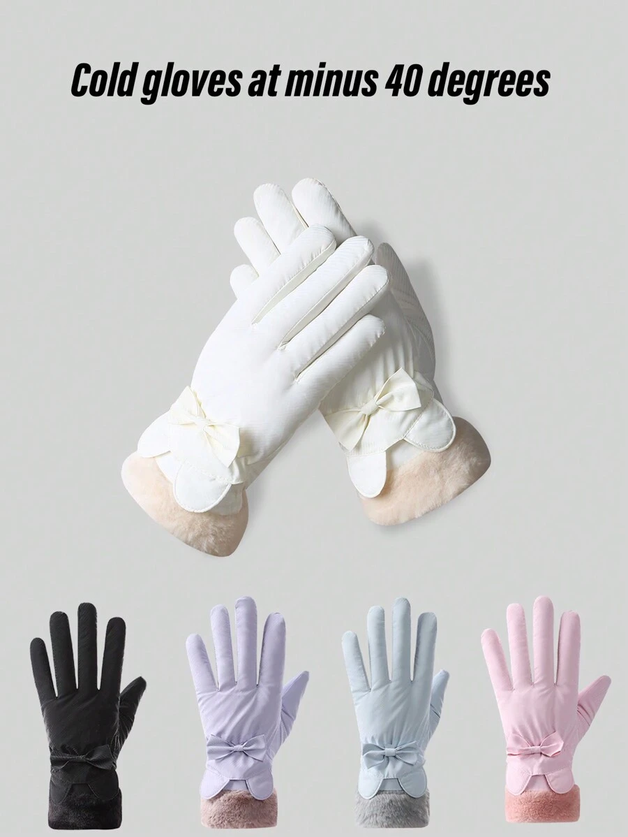 1 Cặp Găng tay ấm áp mùa đông cho nữ, chống thấm nước và chống lạnh, kiểu dáng dễ thương cho đạp xe ngoài trời, trượt tuyết, trượt ván trên tuyết, lót nhiệt dày, găng tay mùa đông, giữ ấm tay, găng tay trượt tuyết, găng tay đi tuyết - Nhiều màu - Xem 1