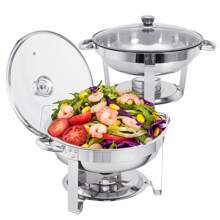 4 Pack 5.3QT Chafing Dish High Grade 316 Stainless Steel Chafer Complete Set, Chafing Dishes For Buffet 4 Pack, 5.3QT [Elegant Silver Colors] Stainless Steel Chafing Dish Buffet Set [Sturdy And High Grade] Chafers And Buffet Warmers Sets For Any Party With Complete Set - Bạc - Xem 2