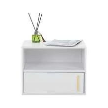 Mesita de noche flotante de pared, mesa auxiliar moderna, estante de pared con gabinete de almacenamiento para sala de estar, dormitorio, color blanco