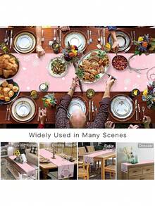 Christmas Gnome Snowflake Pink Table Runner Holidays Party Decor Winter Xmas Table Dining Table Runner Christmas Decorations - Multicolor - View 6