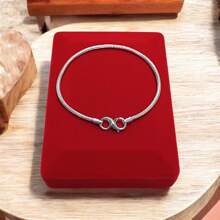 925 Silver Bracelet With Infinity Clasp For Charms - Bạc - Xem 6