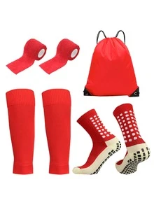 4 件优质足球训练套装 - 包括背包、舒适的足球袜、专业护膝和强力绷带，可提供卓越的性能、舒适性和保护 - 是运动员和球队的理想装备 - 彩色 - 查看 4