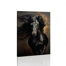 1pc, Áp phích treo bằng vải canvas, Tranh đóng khung bằng gỗ nguyên khối, Tranh treo tường bằng vải canvas ngựa đen hùng vĩ, Tranh động vật, Tranh in vải canvas, Trang trí tường bằng vải canvas, Phong cách đồng quê, Trang trại, Quà tặng cho người yêu ngựa - Nhiều màu - Xem 8