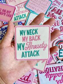 Miếng vá thêu sắt phong cách màu hồng dễ thương, miếng vá chữ thiết kế hợp thời trang cho mũ lưỡi trai, quần áo, quần jean, áo khoác, ba lô - Miếng vá trang trí có câu nói - Nhiều màu - Xem 2