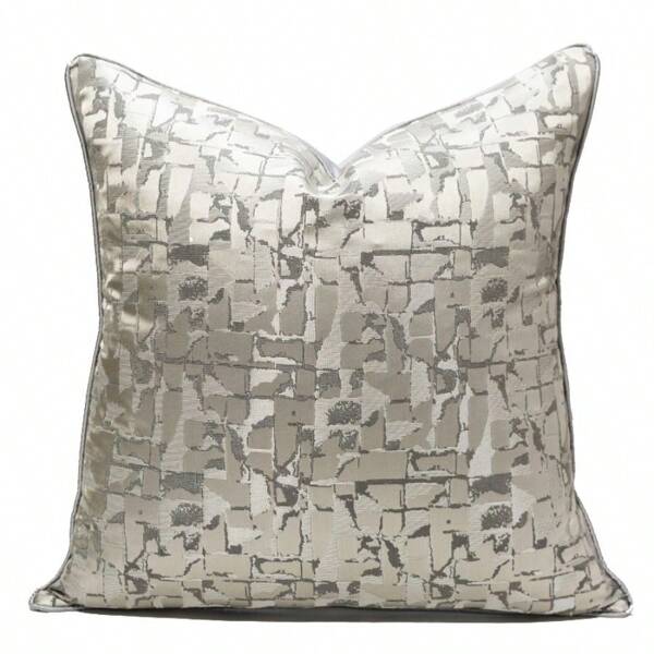 1pc Plaid Geometric Pattern Decorative Pillow Cover, Modern Minimalist Luxury Polyester High-Precision Jacquard Woven Square Soft Cushion Suitable For Hotel, Villa, Study, Living Room, Birthday Party Decoration (Without Insert)