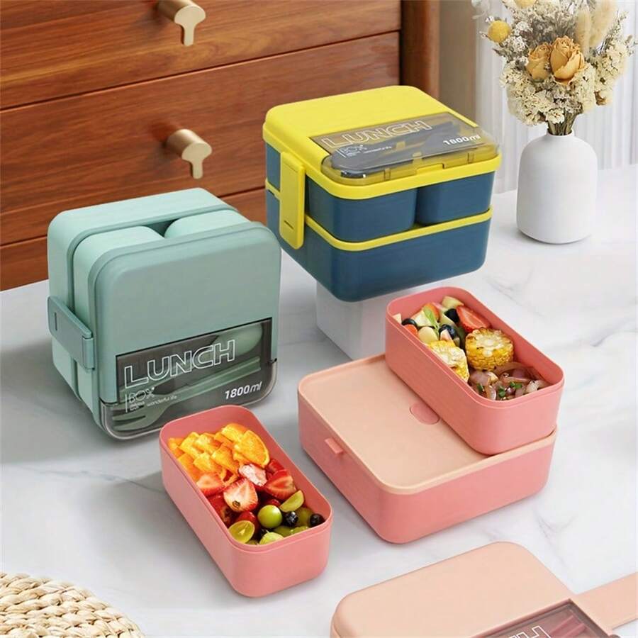 1 cái, Hộp đựng cơm trưa cho người lớn, Hộp đựng cơm trưa cho người lớn 60,87oz, Hộp đựng cơm trưa dung tích lớn, Hộp đựng cơm trưa chống rò rỉ cho người lớn có ngăn, Hộp đựng cơm trưa có ngăn đựng cơm trưa cho trường học, công sở, văn phòng, dã ngoại, cắm trại và du lịch - nhiều màu - Xem 1