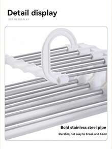 1 Giá treo quần bằng thép không gỉ 5 lớp có thể gập lại, Giá treo quần áo chống trượt đa chức năng, Giá treo quần Magic Trace-Free để cất giữ trong tủ quần áo - màu đen - Xem 6