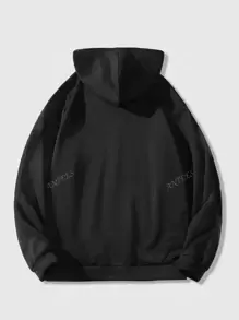 Chaqueta con cremallera tipo sudadera para mujer, estilo americano con estampado gráfico de texto en inglés cruzado, forro cálido, para otoño/invierno