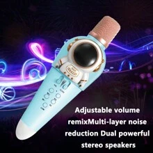 Micrófono inalámbrico de karaoke con luces LED, micrófono portátil, gran regalo para niñas, niños y adultos, disponible en dos colores a elegir