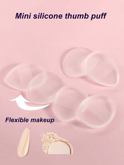 1/2/3/4/5/6pcs Silicone Finger Mini Thumb Puff, Powder Puff, Q-Tip, Soft, Waterproof, Easy To Clean, New Matte Makeup Tools,Makeup,Cheap,Room Decor,Vanity,Travel,Bedroom,Makeup Accessories,Puff,Makeup Blender,Powder Puff,Makeup Sponge