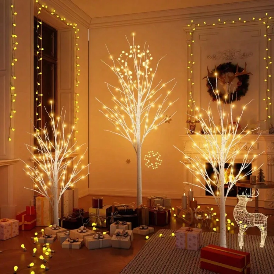 1pc 4ft/72 LED Lights Or 6ft/156 LED Lights Birch Tree Lamp, 8 Functions, Floor Standing Artificial Birch Tree Light, Suitable For Home Holiday Party Birthday Wedding, Christmas Decoration, Thanksgiving Decoration, Living Room Decoration, Indoor/Outdoor Decoration, Room Decoration, Christmas Decoration, Christmas Lights, Bedroom Decoration, Home Decoration
