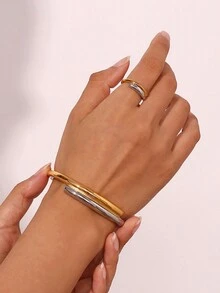 MamacitaSlay Vòng tay bất đối xứng khối màu tối giản đa năng thời trang - vòng đeo tay - Xem 3