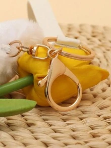 Móc khóa da PU hình trái tim lông tơ thời trang đa năng DIY Túi trang trí Quà tặng Giáng sinh Quà tặng Lễ Tạ ơn Trang trí Giáng sinh - trắng - Xem 4