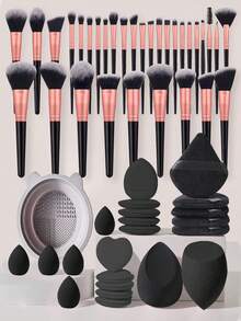 Bộ cọ trang điểm 55 trong 1: 32 cọ trang điểm đa năng + 5 miếng bọt biển trang điểm + 2 miếng bọt biển trang điểm + 10 miếng bọt biển trang điểm mini + 5 miếng bọt biển trang điểm mini + 1 miếng vệ sinh cọ trang điểm. Bộ dụng cụ trang điểm di động, cọ trang điểm lông mềm, miếng bọt biển trang điểm, bông phấn tam giác nhung, miếng bọt biển trang điểm. Dụng cụ trang điểm, dễ vệ sinh, thích hợp cho trang điểm, che khuyết điểm, thiết lập, bảng phấn mắt, cọ trang điểm, kem nền, kẻ mắt, son môi, son bóng, mi giả, cọ kẻ mắt, cọ phấn, cọ má hồng, cọ phấn mắt, cọ môi, bộ cọ, bộ cọ trang điểm, bộ cọ trang điểm, bộ cọ trang điểm, bộ trang điểm hoàn chỉnh, bộ cọ trang điểm, bộ cọ, bộ cọ trang điểm, bộ quà tặng trang điểm - Nhiều màu - Xem 1