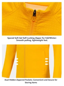 BMAI 女子运动魔方储能夹克 2024 新款秋冬立领保暖内衬保暖防风训练夹克：适合户外穿着或跑步、徒步、健身和骑自行车等活动。具有出色的透气性、吸湿排汗性能和保暖性。 - 黃色 - 查看 9