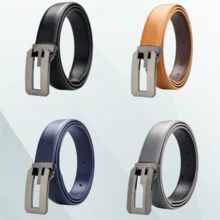 Thắt lưng nam, Khóa cài, Thắt lưng da bò thường ngày thời trang nam cổ điển, Thắt lưng quần jean đơn giản và thường ngày, Thắt lưng da bò hai lớp, Thắt lưng đục lỗ Quà tặng ngày lễ tình nhân và trang phục hàng ngày - A - Xem 3