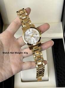 1 Stück 18K Gold Schmuck Sommer Accessoires Frauen Vintage Uhr Damen Luxus Kleid Uhr Edelstahl schwere Armband Kette Romantische Montre IPG Vergoldet Topmarke Neu AAA Qualität Elegant Hochwertig Modisches Karomuster Design