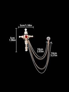 1 chiếc trâm cài áo thánh giá dành cho nam có dây tua rua, phụ kiện trâm cài ve áo trang trọng - Nhiều màu - Xem 4