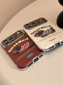 1 Ốp điện thoại da sọc họa tiết chó hoạt hình 3D, tương thích với Apple iPhone dòng 16/15/14/13/12/11, mùa thu/đông - Nhiều màu - Xem 6